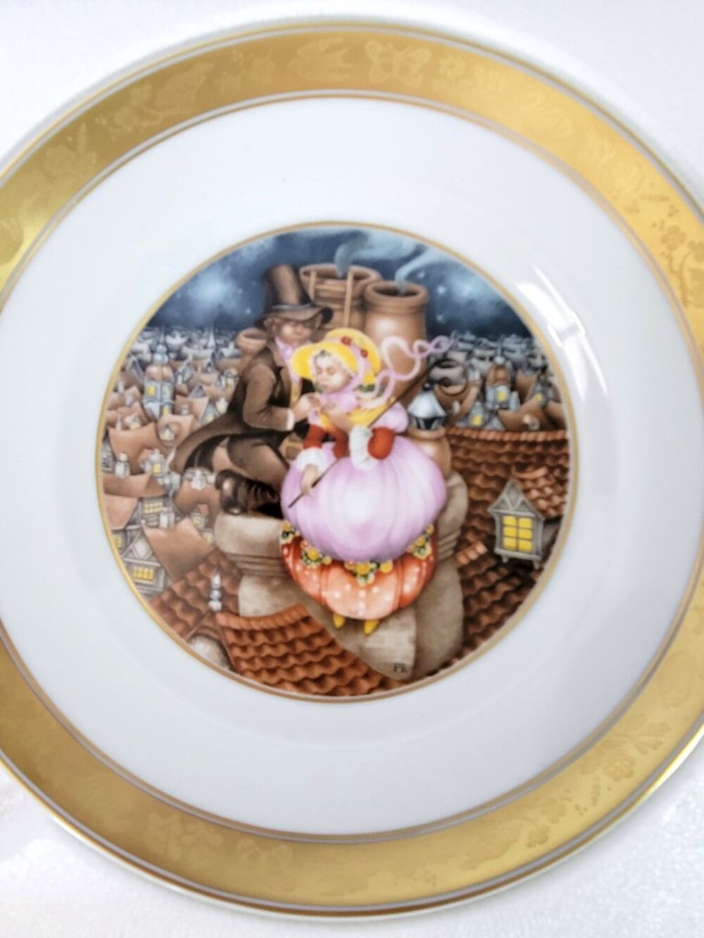 1975 Royal Copenhagen Shepherdess Chimney Sweep Plate Pauline Ellison HCA Box